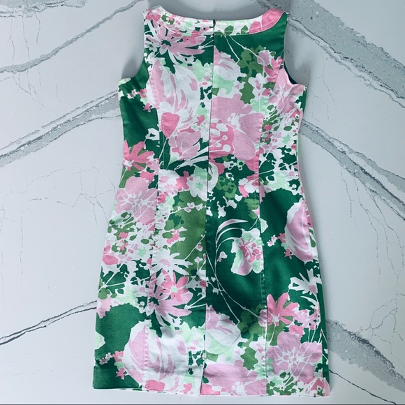 Talbots Classic Shift Pink & Green Dress 8 - Picture 3 of 4